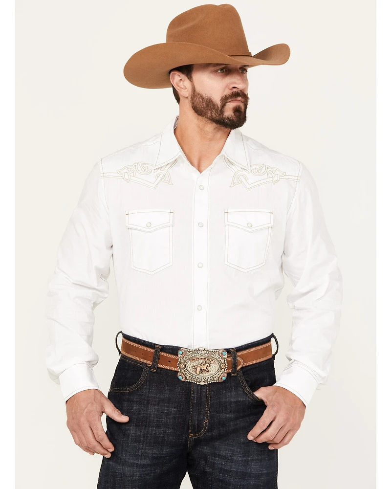 Rock 47 by Wrangler Men's Embroidered Long Sleeve Snap Western Shirt