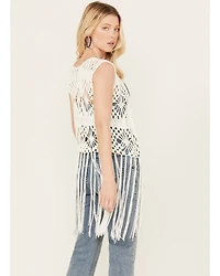 Rock & Roll Denim Women's Crochet Fringe Vest