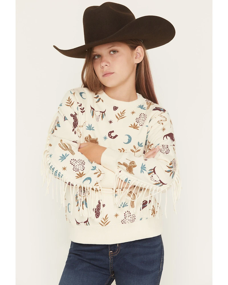 Shyanne Girls' Cassi Conversational Fringe Pullover Sweatshirt