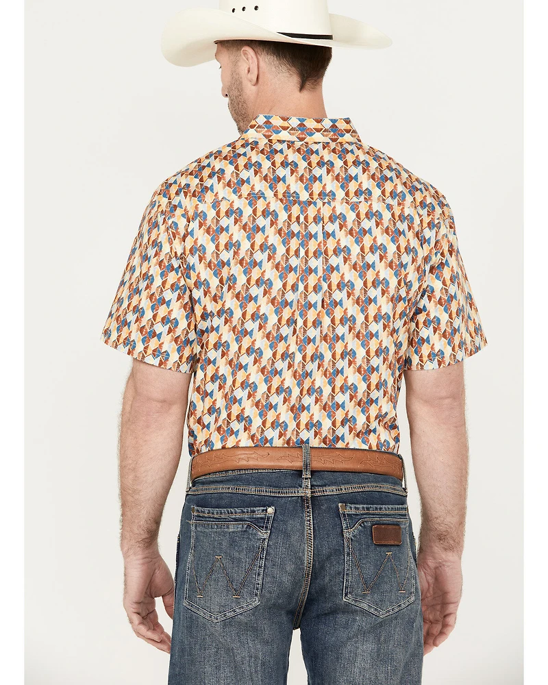 RANK 45® Men's Abstract Geo Print Short Sleeve Button-Down Shirt