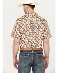 RANK 45® Men's Abstract Geo Print Short Sleeve Button-Down Shirt