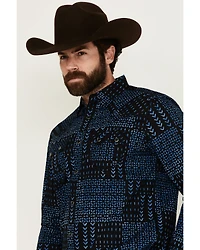 Moonshine Spirit Men's Twilight Southwestern Geo Print Long Sleeve Snap Western Shirt