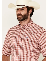 Wrangler Men's Plaid Print Short Sleeve Snap Performance Western Shirt