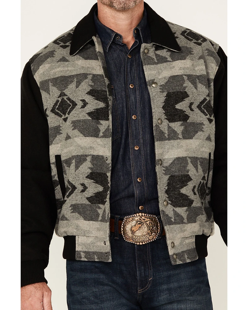 Cripple Creek Men's Southwestern Print Wool Bomber Jacket