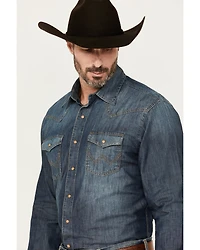 Wrangler Retro Men's Premium Snap Denim Long Sleeve Western Shirt