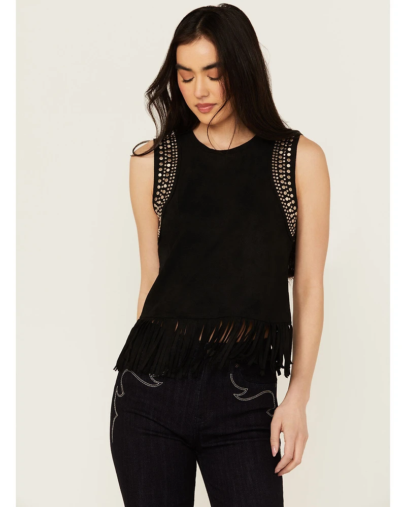 Idyllwind Women's Lillian Studded Fringe Faux Suede Tank Top