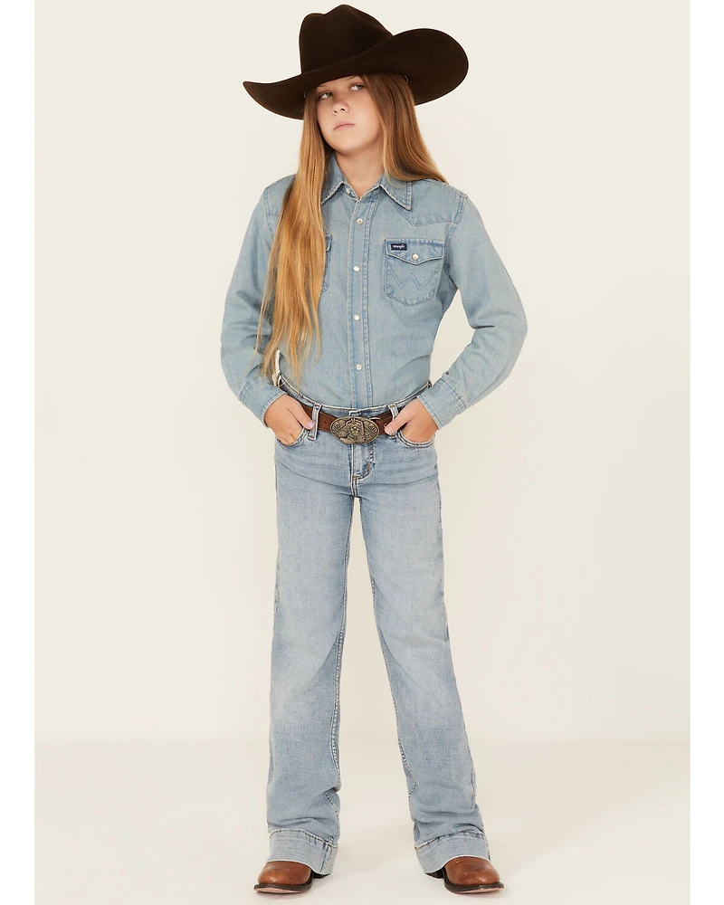 Wrangler Girls' Light Wash Trouser Denim Jeans