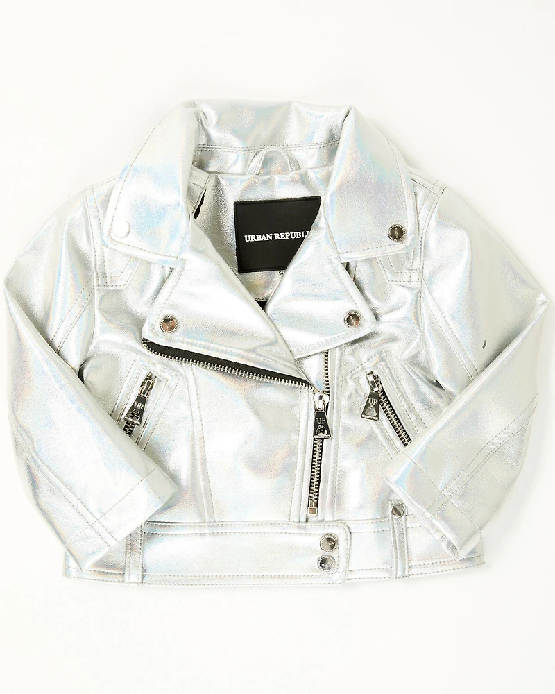Urban Republic Toddler Girls' Metallic Faux Leather Jacket