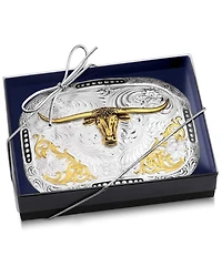 Montana Silversmiths Class Act Two Tone Belt Buckle with Longhorn