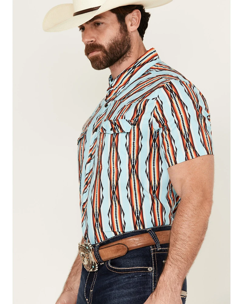 Rock & Roll Denim Men's Tek Southwestern Striped Short Sleeve Snap Western Shirt