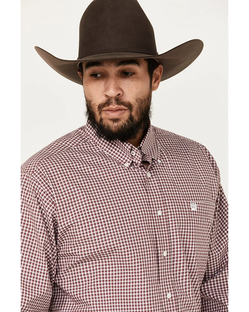 Cinch Men's Checkered Print Long Sleeve Button-Down Shirt
