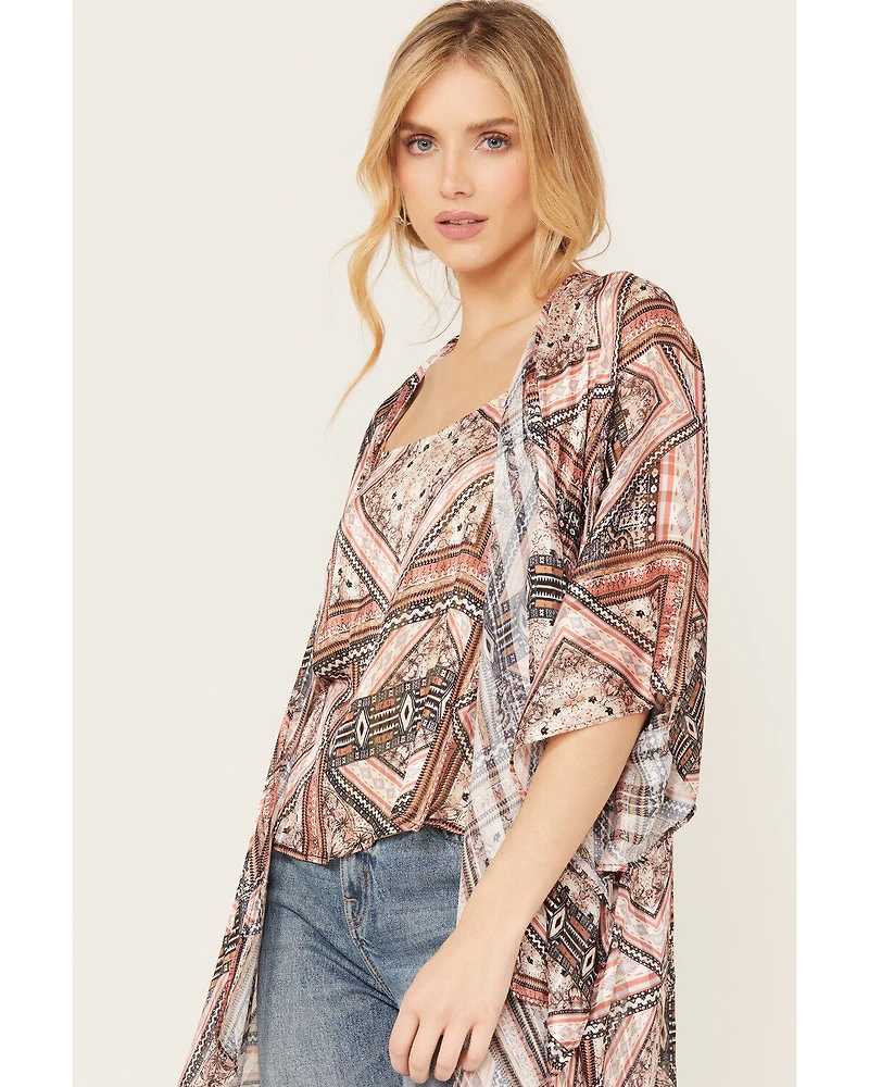 Shyanne Women's Pec Printed Bohemian Cami / Kimono Set