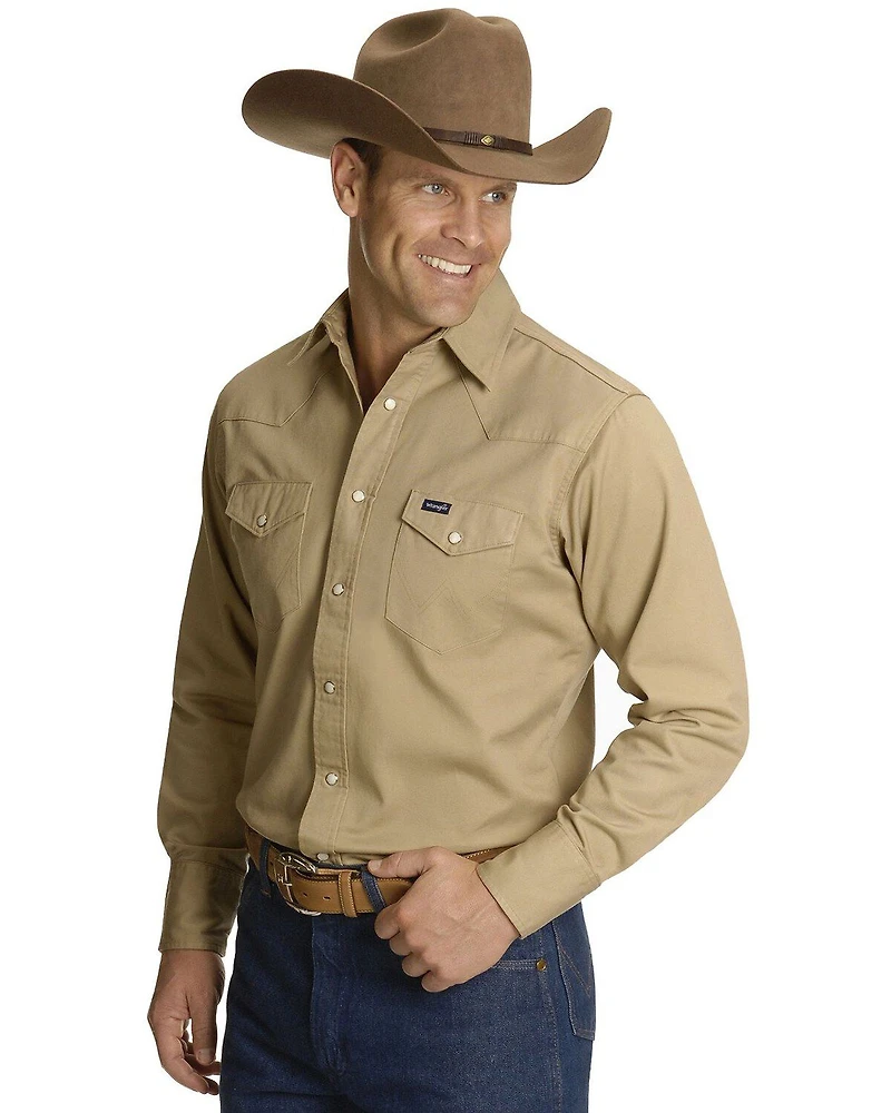 Wrangler Men's Solid Twill Cowboy Cut Long Sleeve Work Shirt - Tall
