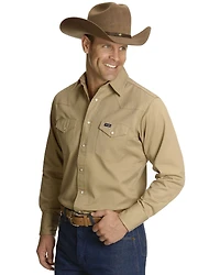 Wrangler Men's Solid Twill Cowboy Cut Long Sleeve Work Shirt - Tall