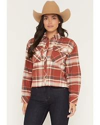 Shyanne Women's Pershing Plaid Print Long Sleeve Cropped Flannel Shirt