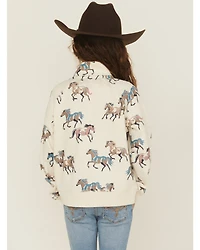 Shyanne Girls' Horse Print Half Zip Pullover