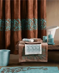 HiEnd Accents Brown Wyatt Scroll Shower Curtain