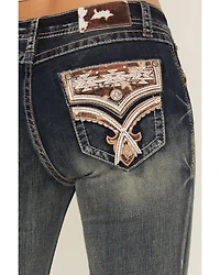 Grace LA Women's Light Wash Cowhide Pockets Mid Rise Stretch Denim Jeans