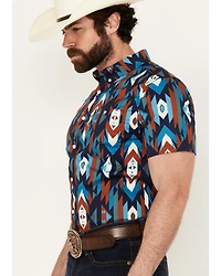 RANK 45® Men's Raflame Southwestern Print Button-Down Stretch Western Shirt