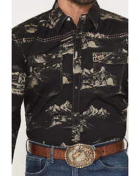 Cowboy Hardware Men's Western Scenery Print Long Sleeve Snap Stretch Shirt