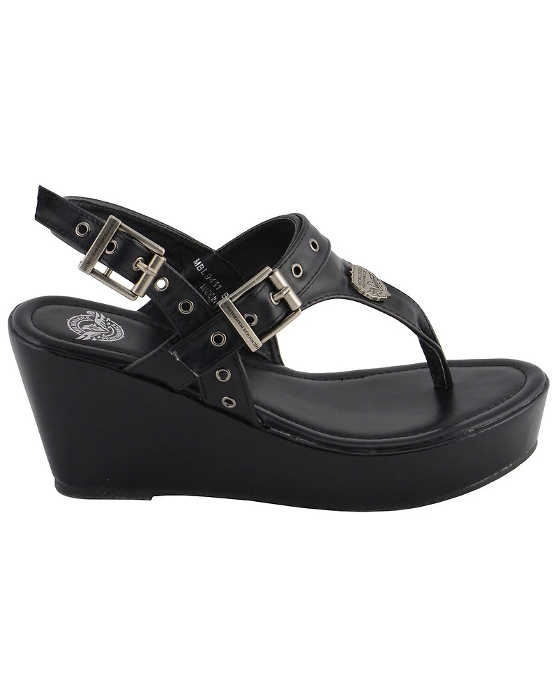 Milwaukee Leather Women's Buckle Strap Wedge Sandals