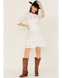 Maia Bergman Women's Vera Eyelet Lace Long Sleeve Mini Dress