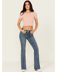 Dear John Women's Dark Wash Rosa High Rise Flare Stretch Denim Jeans