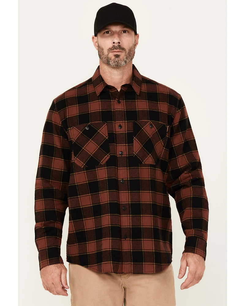 Hawx Men's Buck Plaid Print Long Sleeve Button-Down Flannel Shirt