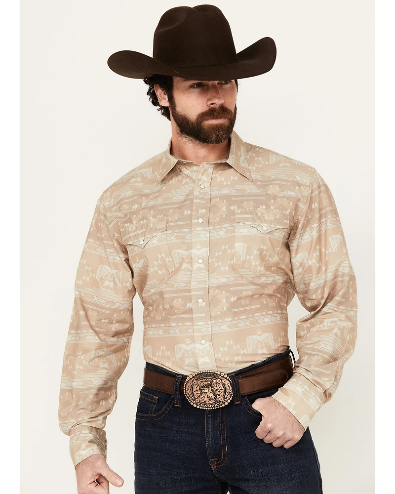 Roper Men's West Made Southwestern Print Long Sleeve Pearl Snap Western Shirt