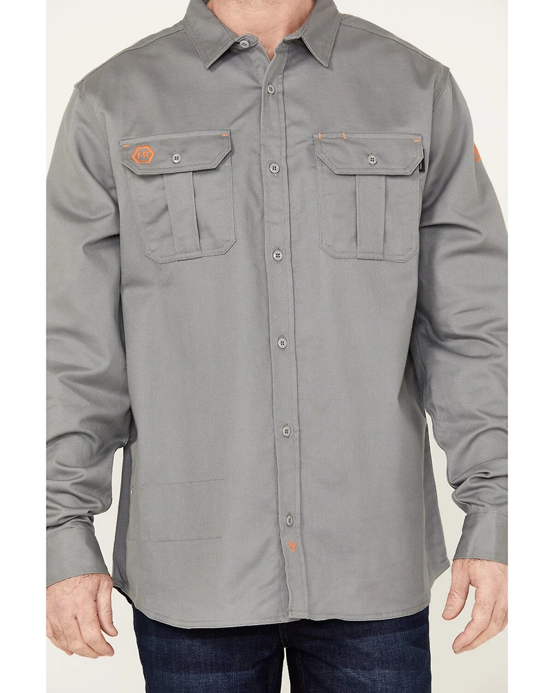 Hawx Men's FR Solid Long Sleeve Button-Down Woven Work Shirt - Big & Tall