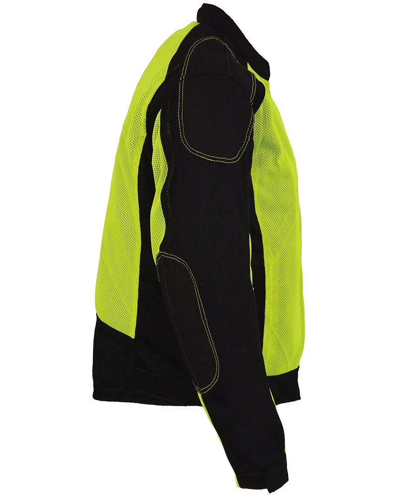 Milwaukee Leather Men's High Visibility Mesh Racer Jacket with Removable Rain Liner