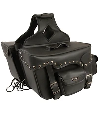 Milwaukee Leather Reflective Double Front Pocket Studded Throw Over Saddle Bag