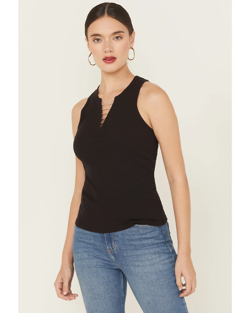 Idyllwind Women's Rhinestone Chain Ribbed Tank