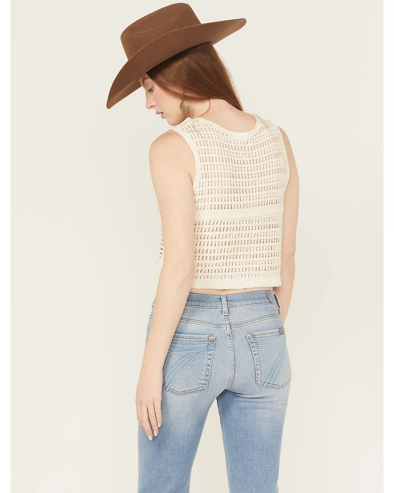 By Together Women's Rory Crochet Button-Down Vest