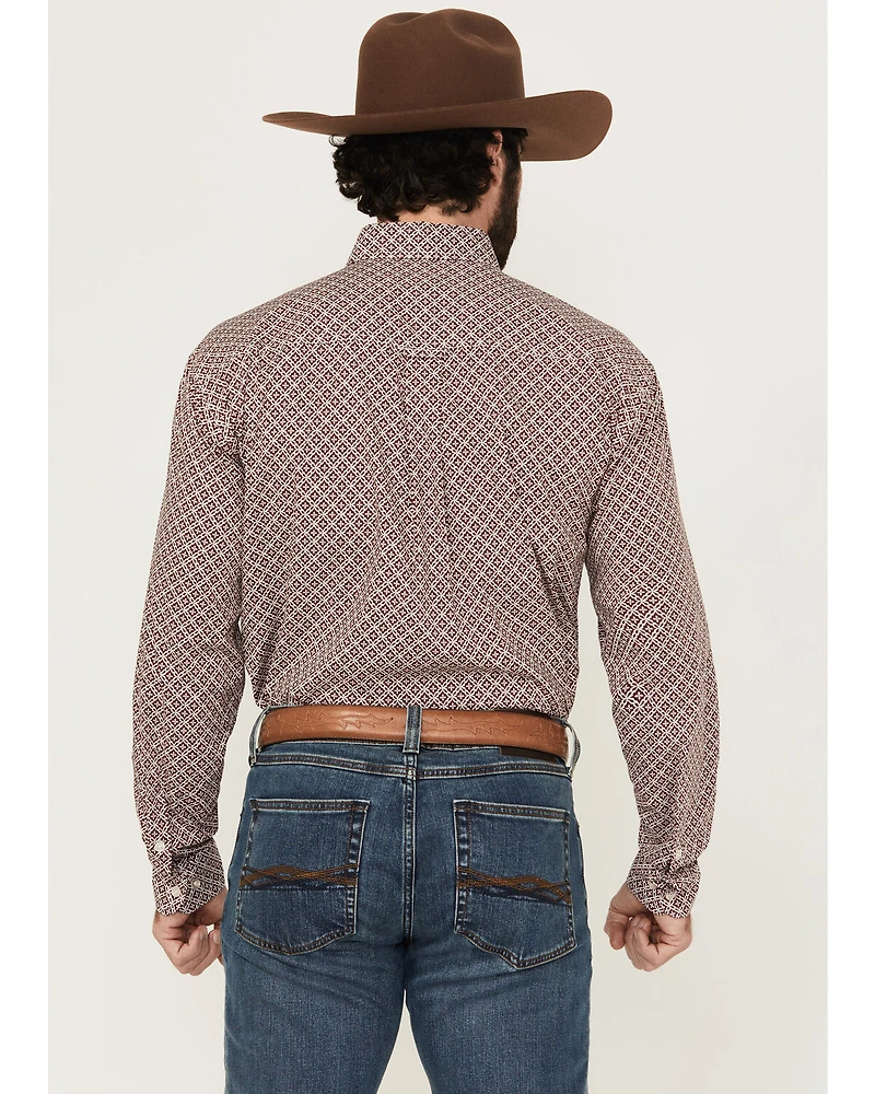Roper Men's Amarillo Geo Print Long Sleeve Button-Down Stretch Western Shirt