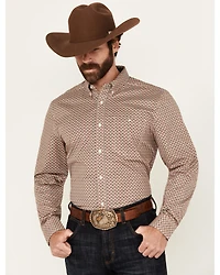 RANK 45® Men's Wallace Geo Print Long Sleeve Button-Down Stretch Western Shirt