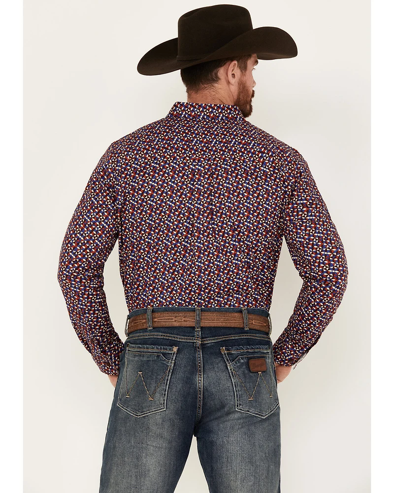 RANK 45® Men's Kendleton Geo Print Long SleeveStretch Button-Down Shirt