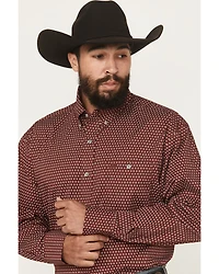 George Strait by Wrangler Men's Medallion Print Long Sleeve Button-Down Stretch Western Shirt