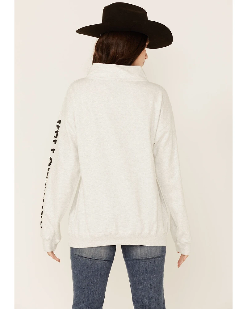 Paramount Network's Yellowstone Women's Gray 1/4 Zip Horse Graphic Pullover Sweatshirt