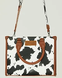 Wrangler Women's Boot Barn Exclusive Daisy Cow Print Tote with Tassel