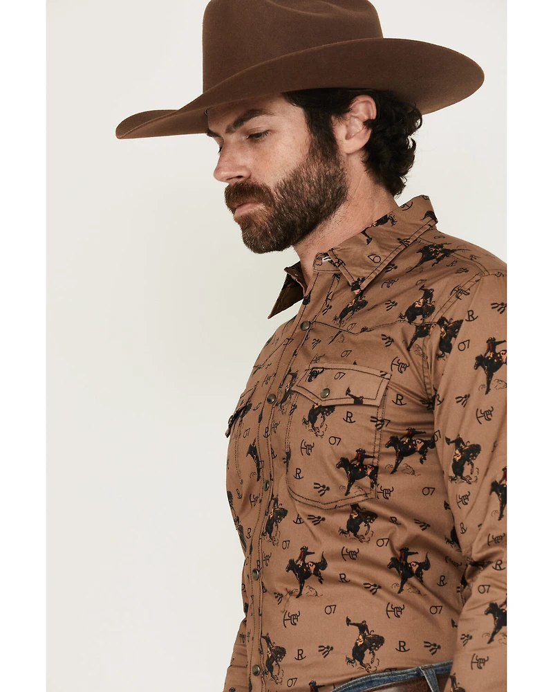 Cowboy Hardware Men's Bronc Conversation Print Long Sleeve Snap Western Shirt