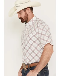 RANK 45® Men's Biased Abstract Plaid Print Short Sleeve Button-Down Western Shirt