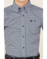 Wrangler Boys' Striped Long Sleeve Button-Down Western Shirt