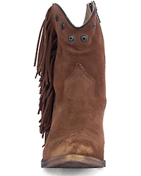 Circle G Women's Studded Suede Fringe Ankle Boots - Round Toe