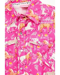 Cowgirl Hardware Infant Girls' Horse and Floral Print Long Sleeve Snap Onesie