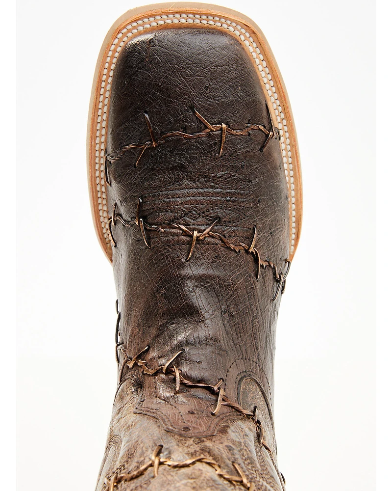 Corral Men's Exotic Ostrich Barbed Wire Western Boots - Broad Square Toe
