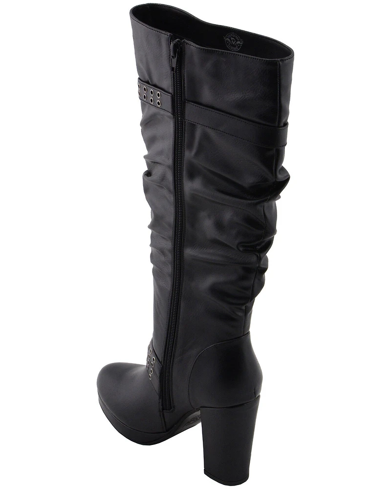 Milwaukee Leather Women's Slouch Platform Boots - Round Toe