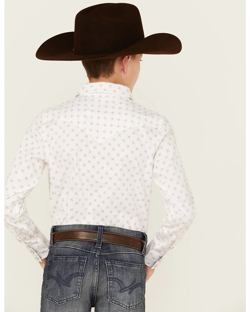 Cody James Boys' North Star Geo Print Long Sleeve Pearl Snap Western Shirt