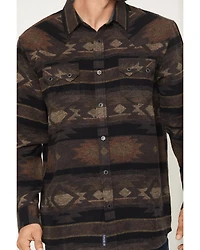 Moonshine Spirit Men's Denver Tonal Southwestern Print Long Sleeve Snap Flannel Shirt
