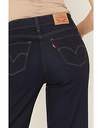 Levi's Women's Darkest Sky Dark Wash Mid Rise Shaping Wide Leg Stretch Denim Jeans